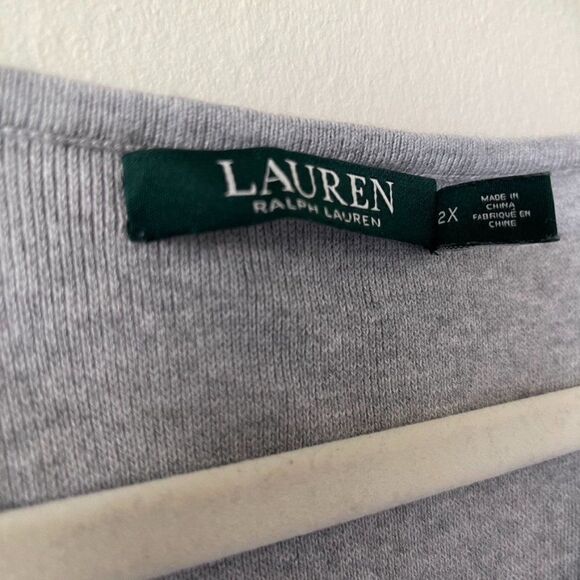 Ralph Lauren Womens Plus Size Bell Sleeve Midi Sweater Dress - Gray - Picture 2 of 5